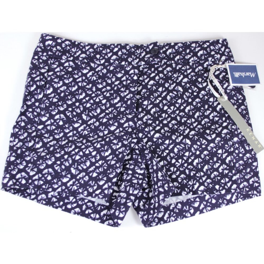 Batik Patterned Navy and White Short Shorts